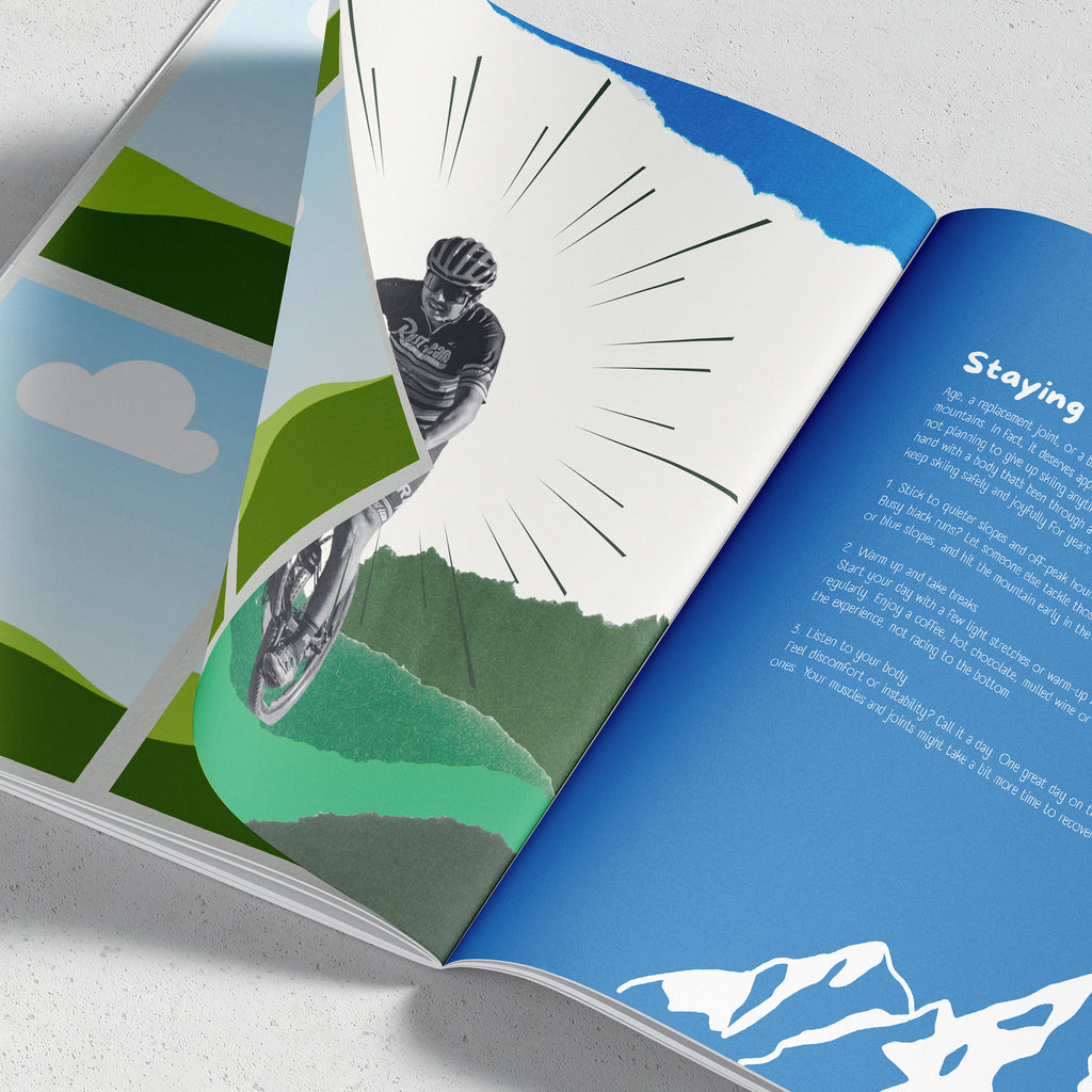 Magazine Dad example spread with a cycling story and outdoor illustrations